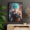 Quadro Goku Blue Dragon Ball Super Moldura Preta e Vidro - 4