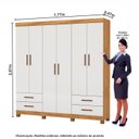 Ver imagem 3 de Guarda-Roupa 6 Portas 4 Gavetas com Pés Genova Off White/Cinamomo