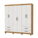 Ver imagem 2 de Guarda-Roupa 6 Portas 4 Gavetas com Pés Genova Off White/Cinamomo