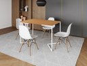 Ver imagem 1 de Mesa de Jantar Industrial Base Ferro Branco em V Tampo 137x90 Canela 4 Cadeiras Eames Madeira Asse