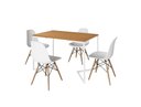 Ver imagem 2 de Mesa de Jantar Industrial Base Ferro Branco em V Tampo 137x90 Canela 4 Cadeiras Eames Madeira Asse