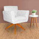 Ver imagem 2 de Poltrona Decorativa Isabela em Tressê Pés Madeira Giratório Suede Branco - Ds Estofados