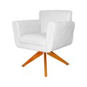 Ver imagem 3 de Poltrona Decorativa Isabela em Tressê Pés Madeira Giratório Suede Branco - Ds Estofados