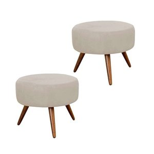 Kit 2 Puff para Sala e Decoração Bege Claro