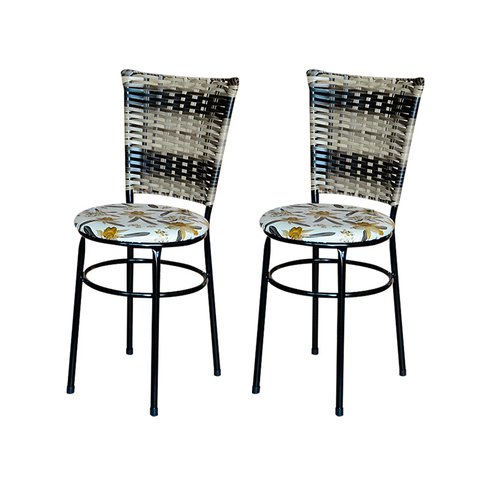 2 Cadeiras para Mesa Preta Hawai Cappuccino Premium Assento Floral:floral Orquídea