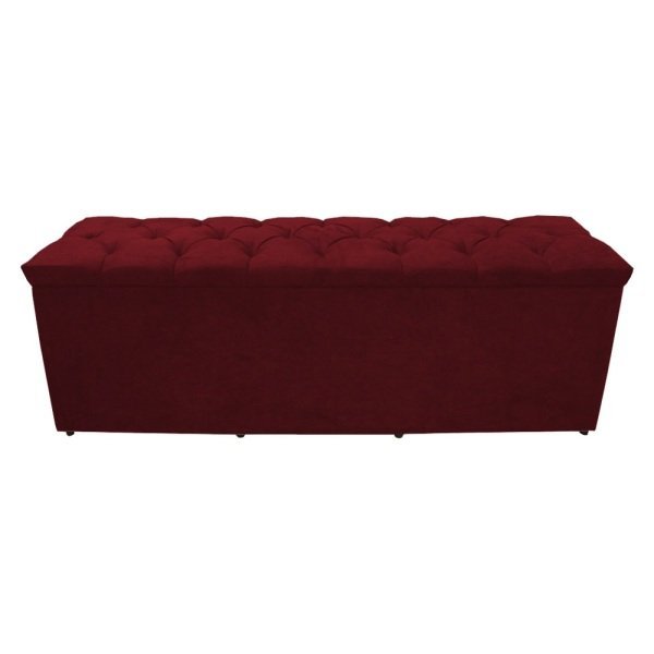 Recamier Calçadeira Baú Decorativa Pufe Banqueta Estrela 1,60M Vermelho - 1