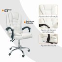 Ver imagem 5 de Kit 2 Cadeiras de Escritório Presidente Reclinável com Base Giratória Brancas