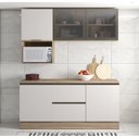 Ver imagem 1 de Cozinha Modulada 178m com Balcão 120m FLEX C/ Tampo MDP Etna - Carvalho OAK/Off White Poliman