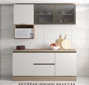 Ver imagem 1 de Cozinha Modulada 178m com Balcão 120m FLEX C/ Tampo MDP Etna -  Carvalho OAK/Off White Poliman