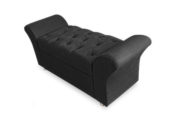 Calçadeira Baú Veneza King 195cm Suede Preto - Bela Casa Shop - 2