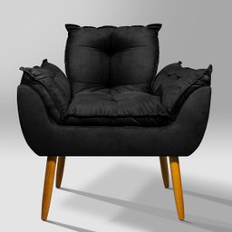 Poltrona Luxo para Recepção Sala Espera Clínica:preto - 2
