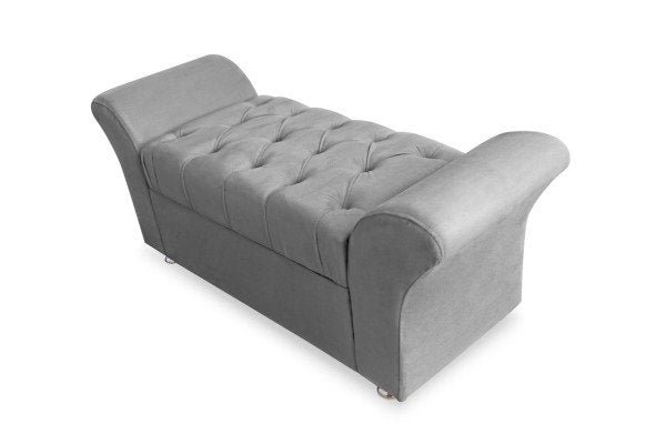 Calçadeira Baú Veneza Queen 160cm Suede Cinza - Bela Casa Shop - 1