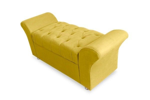 Calçadeira Baú Veneza de Casal 140cm Suede Amarelo - Bela Casa Shop - 1