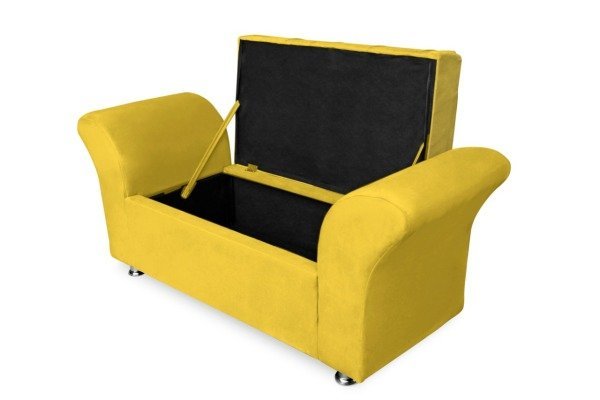 Calçadeira Baú Veneza de Casal 140cm Suede Amarelo - Bela Casa Shop - 2