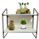 Ver imagem 1 de Nicho Prateleira Dupla 16 Cm X 49 Cm - Luxo Branca C/suporte Preto