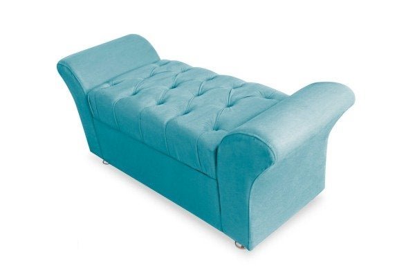 Calçadeira Baú Veneza Queen 160cm Suede Azul Turquesa - Bela Casa Shop - 2