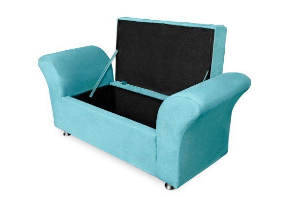 Calçadeira Baú Veneza de Solteiro 90cm Suede Azul Turquesa - Bela Casa Shop - 2