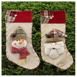 Dupla de Botas Meias Papai Noel e Boneco de Neve 48cm - 1