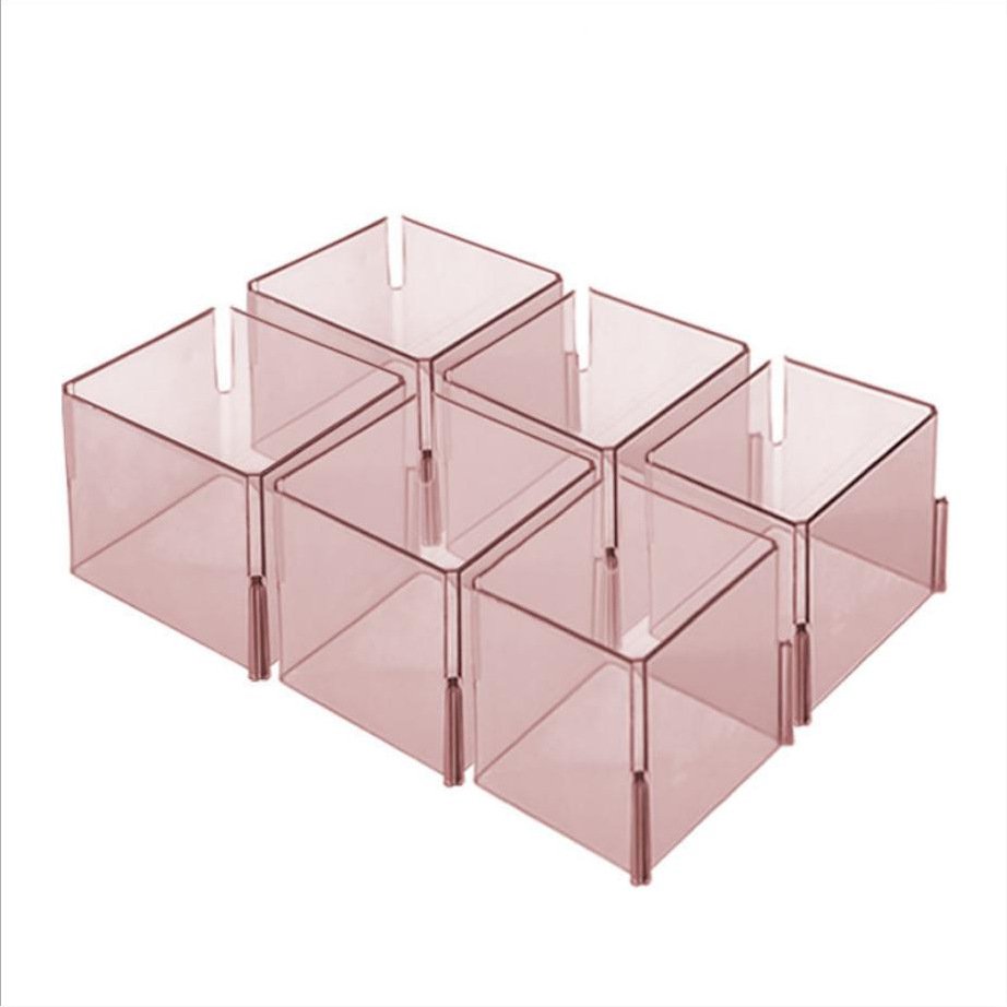 Divisória de Gaveta Cubo de Plástico 7x6x6cm 06 Peças Kli Organizador de Roupa Rosa - 1
