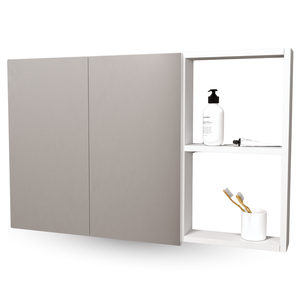 Armário Aéreo Mdf para Banheiro C. Espelho 80cm L. 2 Portas Direito