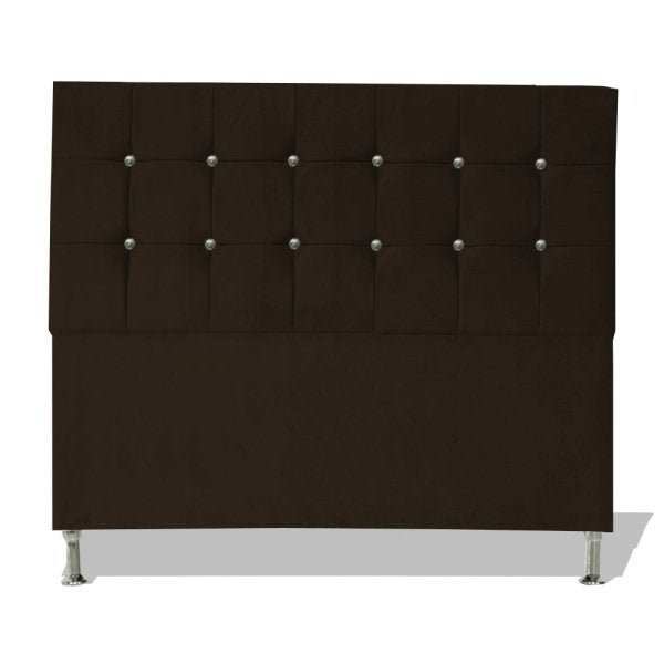 Cabeceira De Cama Box Slim Cristal Queen 160 cm Suede Chocolate Dimazza Móveis - 1