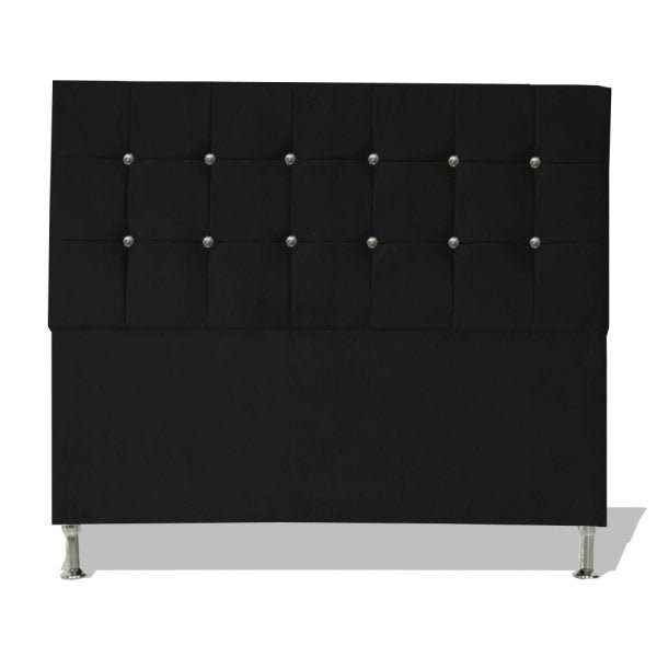 Cabeceira De Cama Box Slim Cristal Solteiro 90 cm Suede Preto Dimazza Móveis - 1