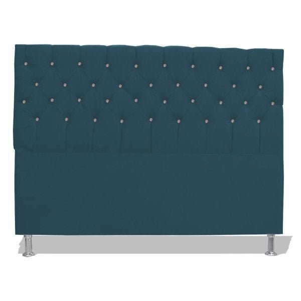 Cabeceira De Cama Box Slim Estrela King Suede 195 cm Azul Sea Dimazza Móveis - 1