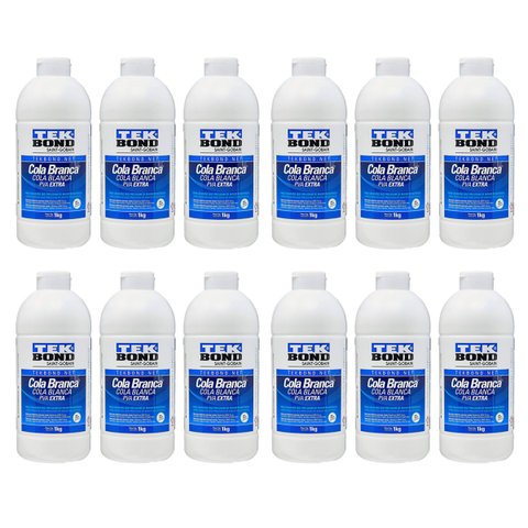 Kit 12 Cola branca extra PVA Marcenaria Tekbond 1Kg