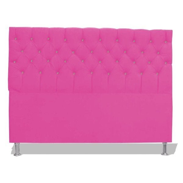 Cabeceira De Cama Box Slim Estrela Queen Suede 160 cm Rosa Pink Dimazza Móveis - 1