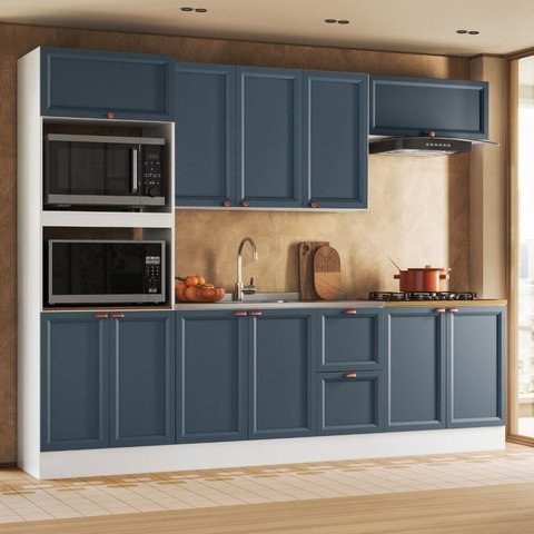 Cozinha Completa Modulada Americana 5 Peças 11 Portas 2 Gavetas com Balcão para Pia Unna