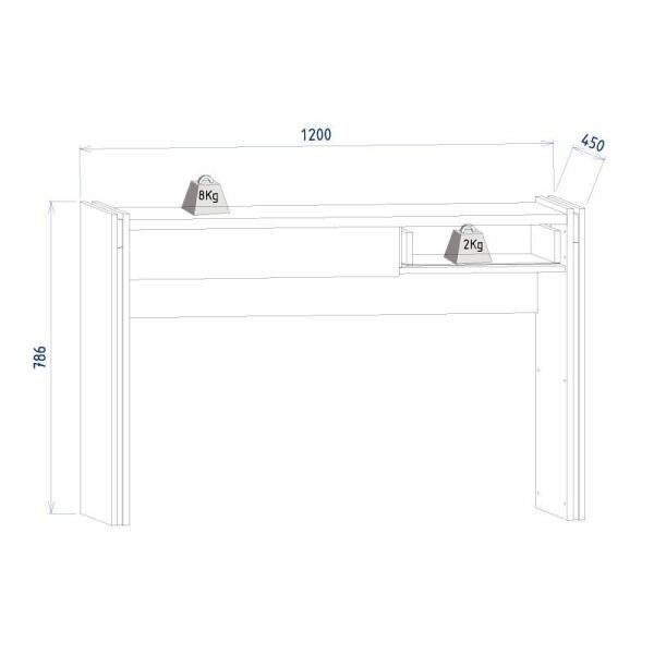 Escrivaninha Estudo Smart 120cm com 1 Gaveta Preto Fosco Noce Milano Colibri Moveis - 5