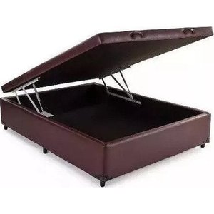 Cama Box Baú Casal Reforçada 138x188 Corino Marrom