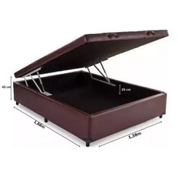 Cama Box Baú Casal Reforçada 138x188 Corino Marrom - 2