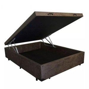 Cama Box Baú Casal Reforçada 138x188 Suede Marrom
