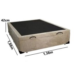Cama Box Baú Casal Reforçada 138x188 Suede Bege - 2