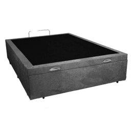 Cama Box Baú Casal Reforçada 138x188 Suede Cinza - 1