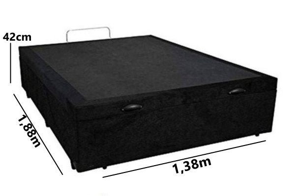 Cama Box Baú Casal Reforçada 138x188 Suede Preto - 2