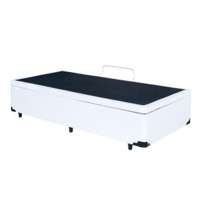 Cama Box Baú Reforçada Solteiro 88x188 Corino Branco