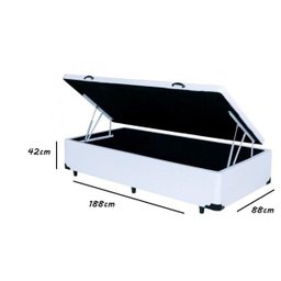 Cama Box Baú Reforçada Solteiro 88x188 Corino Branco - 2