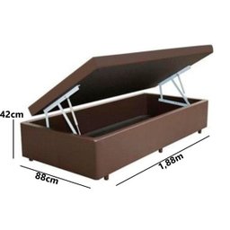 Cama Box Baú Reforçada Solteiro 88x188 Corino Marrom - 2