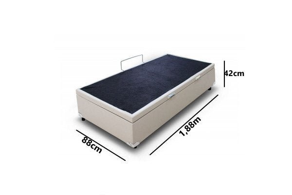 Cama Box Baú Reforçada Solteiro 88x188 Corino Bege - 2