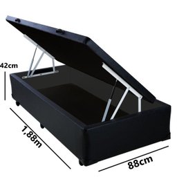 Cama Box Baú Solteiro Reforçada 88x188 Corino Preto - 2
