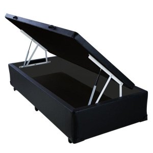 Cama Box Baú Solteiro Reforçada 88x188 Corino Preto