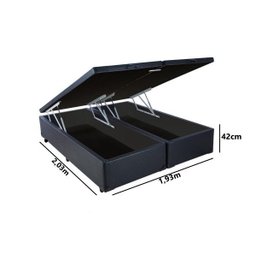 Cama Box Baú King Reforçada 193x203 Corino Preto - 2