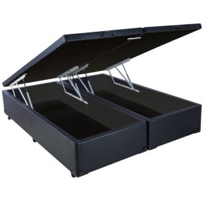 Cama Box Baú King Reforçada 193x203 Corino Preto