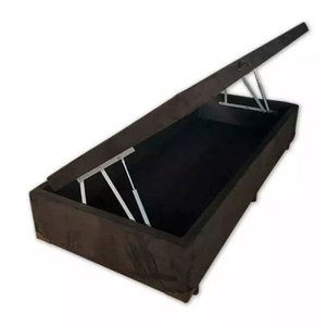 Cama Box Baú Reforçada Solteiro 88x188 Suede Marrom