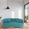 Sofá Curvo 3 Lugares Orgânico Sala Recepção Luxo Panamá 200cm Suede Azul Turquesa - 5