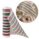 Ver imagem 1 de Tela Malha Tule Decorativa Natal Candy Tricolor Vermelho Verde e Branco 25cm x 5m Premium