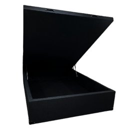 Cama Box Baú Casal Padrão com 48cm de Altura - Super Reforçado - Corino Linho Preto - 1