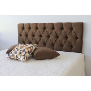 Cabeceira Estofada Capitonê Casal Cor Marrom 140x50cm - Produto com Materiais de Primeira Qualidade